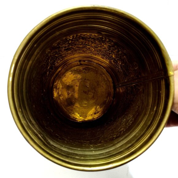 Umbrella Cane Brass Stand Grape Handle Detail Hand Hammered Reverse Floral Vinta - Picture 8 of 12